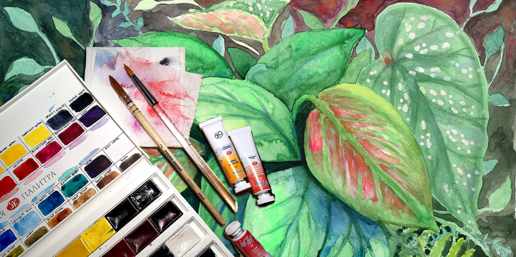 Watercolor painting – Green Inside v1