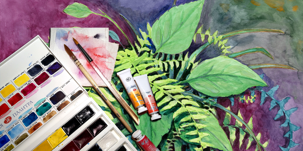 Watercolor painting – Green Inside v2