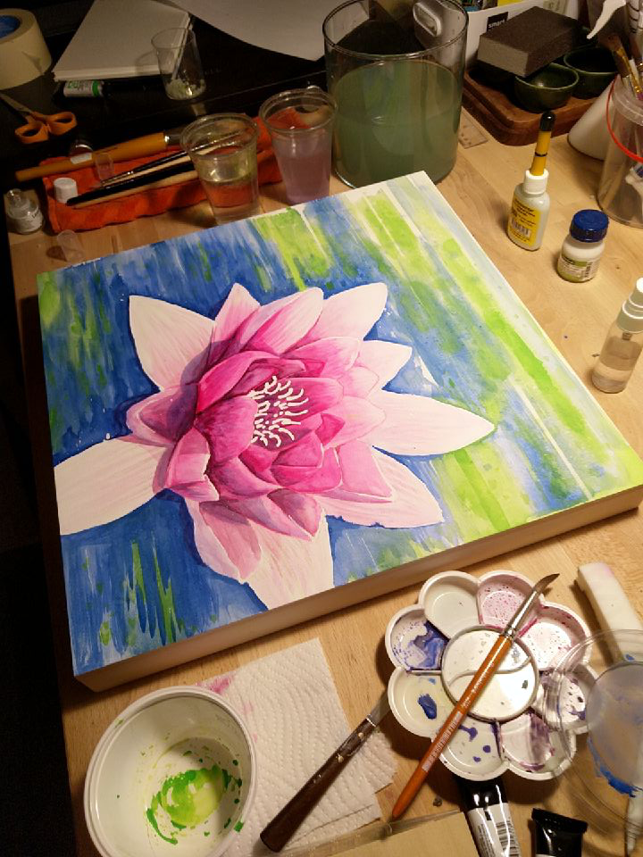 Water color painting on panel