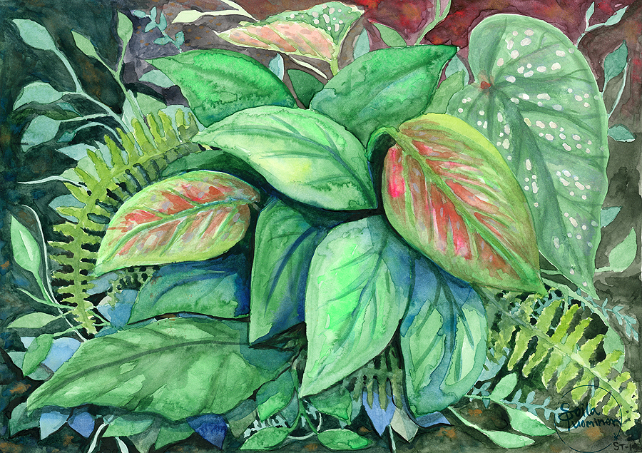 Foliage water color painting