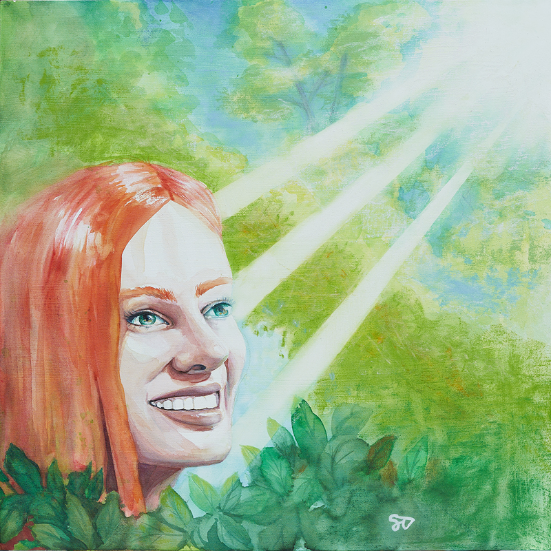 Happiness, a watercolor painting on panel