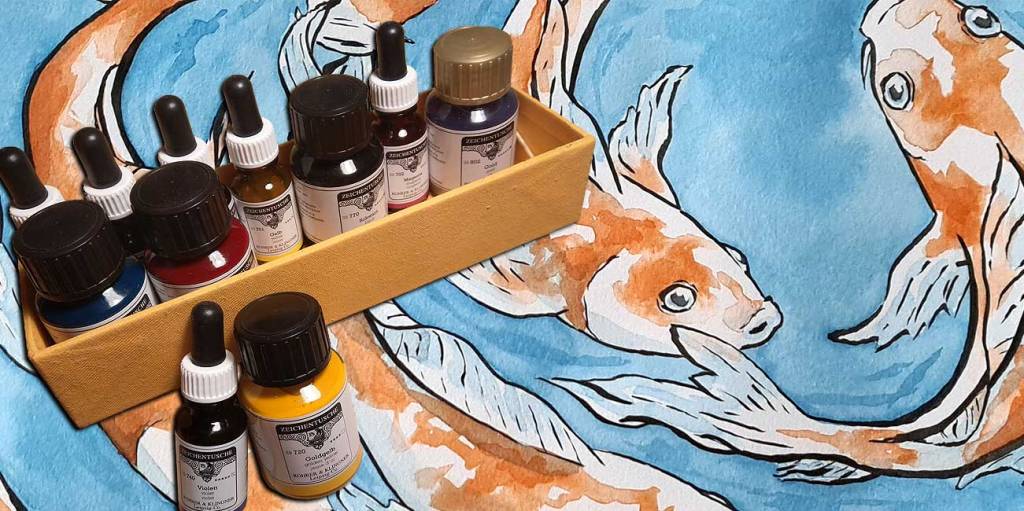 Ink painting – Koi around&nbsp;2