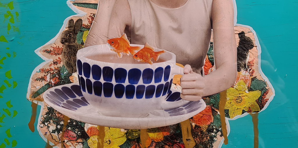 Acrylics on a plastic&nbsp;glass